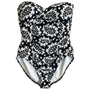 Ann Cole Ruched One Piece · Paisley Swimsuit Size 16  Slimming Fit Tummy Control